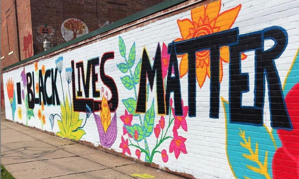 A Black Lives Matter mural painted by Arts so Wonderful in Burlington, VT